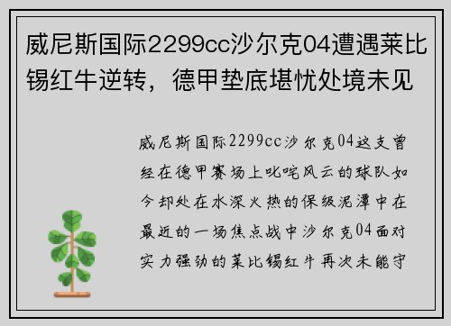 威尼斯国际2299cc沙尔克04遭遇莱比锡红牛逆转，德甲垫底堪忧处境未见好转